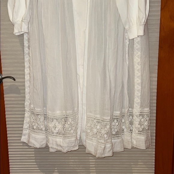 FP White Hooded Button-Up Dress with Lace Details - Picture 7 of 16